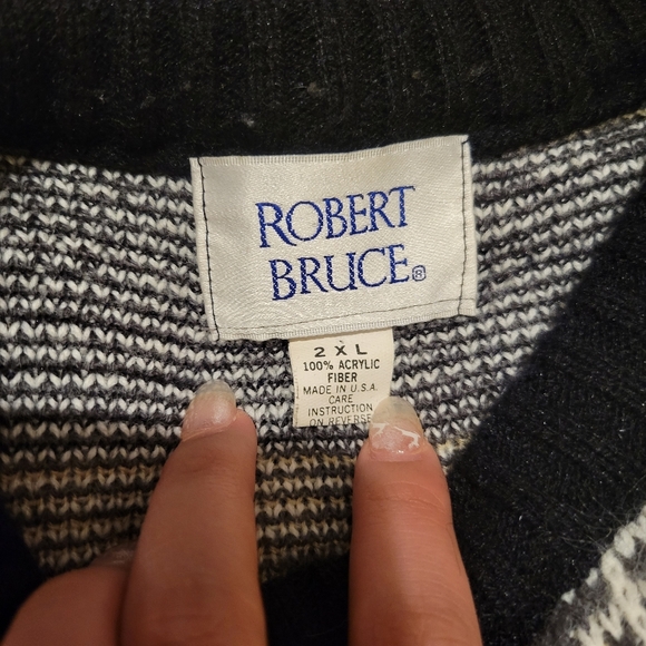 Oversized Robert Bruce grids and blocks vintage sweater - Picture 2 of 2